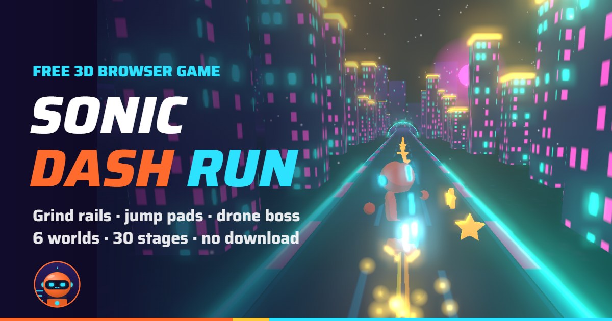 Sonic Dash Run free 3D browser runner game with Volt the robot runner